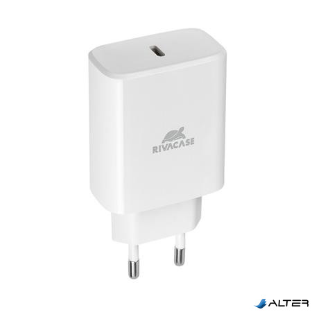 Hálózati töltő, 1xUSB-C, 30W RIVACASE "PS4193", fehér