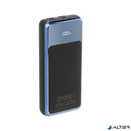Hordozható akkumulátor, laptopokhoz, 20000mAh, QC/PD 45W, RIVACASE "VA1075"