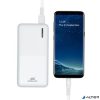 Hordozható akkumulátor, USB-A/USB-C, 20000mAh, 20W, QC/PD, RIVACASE "VA2572", fehér