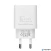 Hálózati töltő, 20W, USB-C, USB-C, USB-C/USB-C töltőkábel, RIVACASE "PS4101", fehér