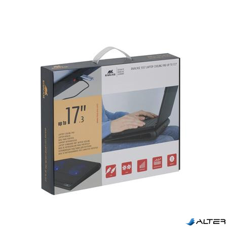 Notebook állvány, hűtőventilátorral, 17,3", RIVACASE "5557", fekete