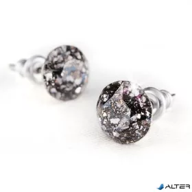   Fülbevaló, fekete csipke mintás SWAROVSKI® kristállyal, 8mm, ART CRYSTELLA®