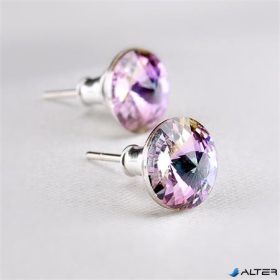   Fülbevaló, ametiszt lila SWAROVSKI® kristállyal, csúcsos, 8mm, ART CRYSTELLA®