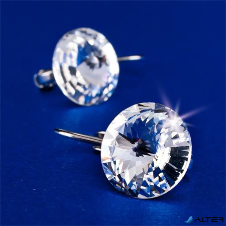 Fülbevaló, francia kapcsos, natúr fehér, SWAROVSKI® kristállyal, 12 mm, ART CRYSTELLA®