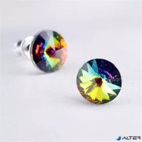   Fülbevaló, zöld színjátszós SWAROVSKI® kristállyal, csúcsos, 8mm, ART CRYSTELLA®