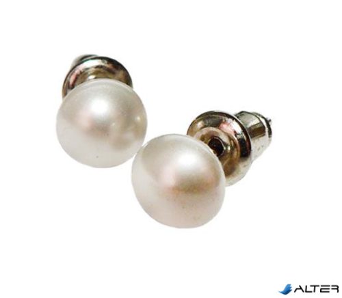 Fülbevaló, félgömb, gyöngyházfehér SWAROVSKI® gyöngyből, 8mm, ART CRYSTELLA®
