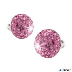   Fülbevaló, félgömb, rózsaszín, SWAROVSKI® kristállyal, 10mm, ART CRYSTELLA®