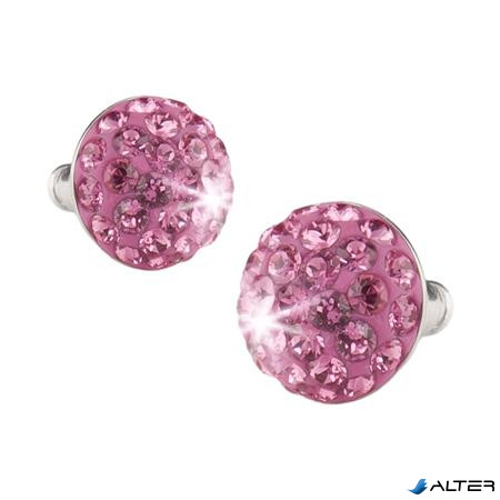 Fülbevaló, félgömb, rózsaszín, SWAROVSKI® kristállyal, 10mm, ART CRYSTELLA®