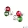 Fülbevaló, piros-fehér-zöld SWAROVSKI® kristállyal, 11mm, ART CRYSTELLA®