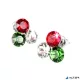 Fülbevaló, piros-fehér-zöld SWAROVSKI® kristállyal, 11mm, ART CRYSTELLA®