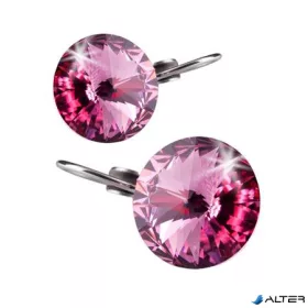   Fülbevaló, francia kapcsos, rózsaszín SWAROVSKI® kristállyal, 12mm, ART CRYSTELLA®