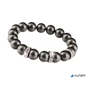   Karkötő, fekete SWAROVSKI® gyöngyből, fehér rondella kristállyal, 10mm, ART CRYSTELLA® M