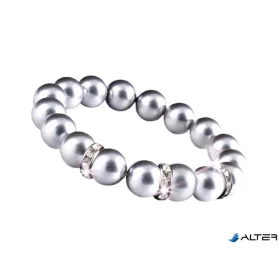   Karkötő, ezüst színű SWAROVSKI® gyöngyből, fehér kristállyal, 10mm, ART CRYSTELLA® M