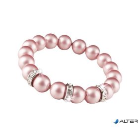   Karkötő SWAROVSKI® gyöngyből, rózsaszín, fehér rondella kristály, ART CRYSTELLA, M