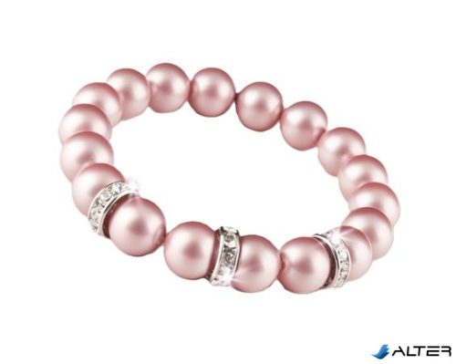 Karkötő SWAROVSKI® gyöngyből, rózsaszín, fehér rondella kristály, ART CRYSTELLA, M