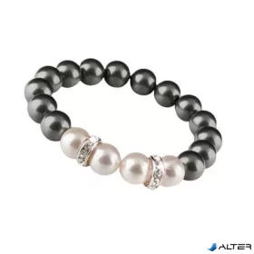   Karkötő, fekete-fehér SWAROVSKI® gyöngyből, rondella kristállyal, 10mm, ART CRYSTELLA® M