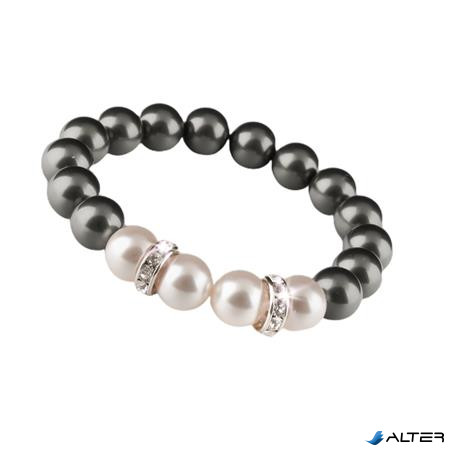 Karkötő, fekete-fehér SWAROVSKI® gyöngyből, rondella kristállyal, 10mm, ART CRYSTELLA® M