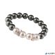 Karkötő, fekete-fehér SWAROVSKI® gyöngyből, rondella kristállyal, 10mm, ART CRYSTELLA® M