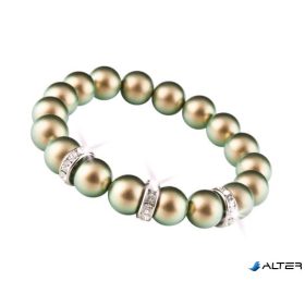   Karkötő, zöld SWAROVSKI® gyöngyből, fehér rondella kristállyal, 10mm, ART CRYSTELLA® M