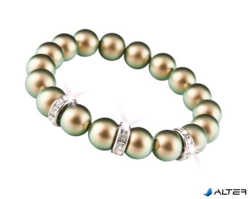 Karkötő, zöld SWAROVSKI® gyöngyből, fehér rondella kristállyal, 10mm, ART CRYSTELLA® M