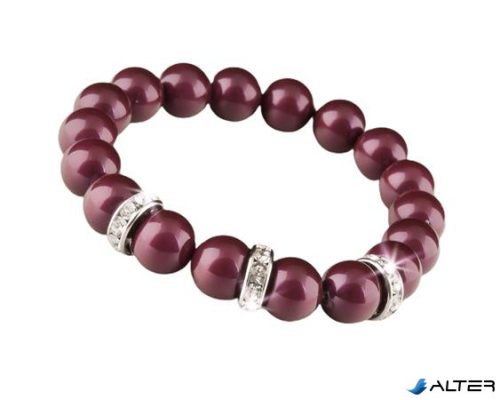 Karkötő, burgundi vörös SWAROVSKI® gyöngyből, fehér rondella kristállyal, 10mm, ART CRYSTELLA® M