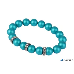   Karkötő, türkiz SWAROVSKI® gyöngyből, fehér rondella kristállyal, 10mm, ART CRYSTELLA® M