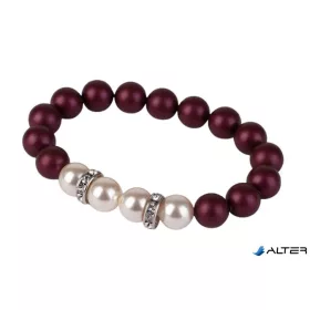  Karkötő, bíborlila-fehér SWAROVSKI® gyöngyből, fehér rondella kristállyal, 10mm, ART CRYSTELLA® M