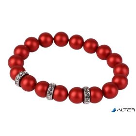   Karkötő, tűzpiros SWAROVSKI® gyöngyből, fehér rondella kristállyal, 10mm, ART CRYSTELLA® M