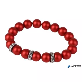   Karkötő, tűzpiros SWAROVSKI® gyöngyből, fehér rondella kristállyal, 10mm, ART CRYSTELLA® M
