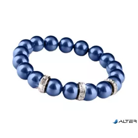   Karkötő, sötétkék SWAROVSKI® gyöngyből, fehér rondella kristállyal, 10mm, ART CRYSTELLA® M