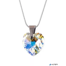   Nyaklánc, szív formájú, fehér színjátszós SWAROVSKI® kristállyal, 18mm ART CRYSTELLA®
