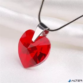   Nyaklánc, szív formájú, light siam piros SWAROVSKI® kristállyal, 18mm ART CRYSTELLA®
