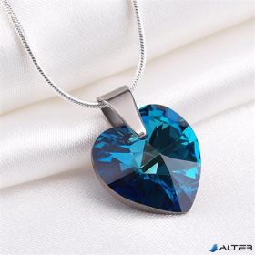   Nyaklánc, szív formájú, bahama kék SWAROVSKI® kristállyal, 18mm ART CRYSTELLA®