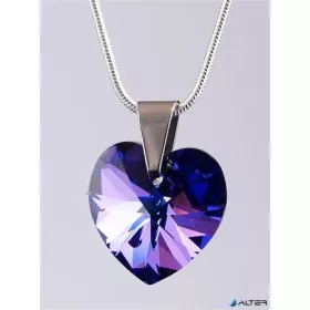   Nyaklánc, szív formájú, sötét lila SWAROVSKI® kristállyal, 18mm ART CRYSTELLA®