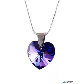   Nyaklánc, szív formájú, sötét lila SWAROVSKI® kristállyal, 18mm ART CRYSTELLA®