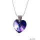 Nyaklánc, szív formájú, sötét lila SWAROVSKI® kristállyal, 18mm ART CRYSTELLA®