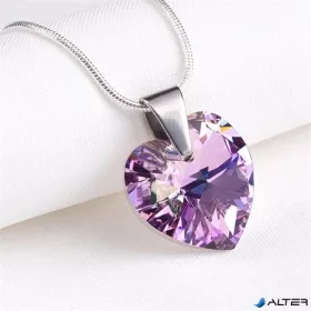   Nyaklánc, szív formájú, színjátszós ametiszt lila SWAROVSKI® kristállyal, 18mm ART CRYSTELLA®