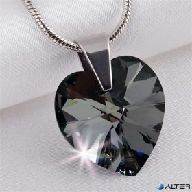  Nyaklánc, szív formájú, Black Diamond SWAROVSKI® kristállyal, 18mm ART CRYSTELLA®