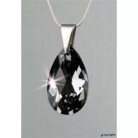   Nyaklánc, esőcsepp formájú, Black Diamond SWAROVSKI® kristállyal, 16mm, ART CRYSTELLA®