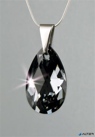 Nyaklánc, esőcsepp formájú, Black Diamond SWAROVSKI® kristállyal, 16mm, ART CRYSTELLA®