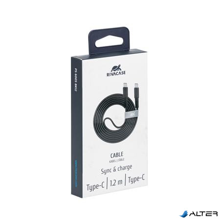 USB kábel, USB-C - USB-C, 1,2 m, RIVACASE "PS6005", fekete