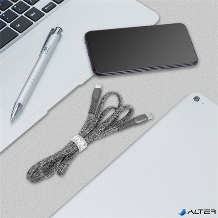 USB kábel, USB-C - USB-C, 1,2 m, RIVACASE 'PS6105', szürke