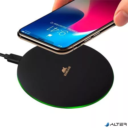 Vezeték nélküli töltő, Qi szabvány, 15W, RIVACASE "VA4908", fekete