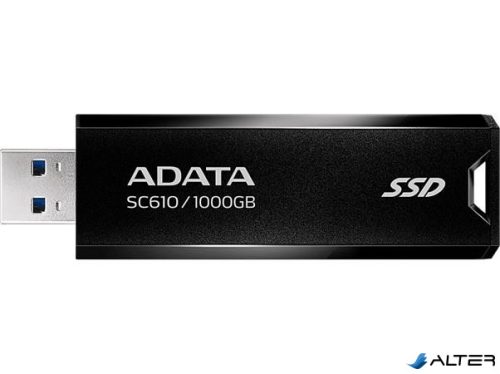 SSD (külső memória), 1TB, USB 3.2, 500/550MB/s, ADATA "SC610", fekete-piros
