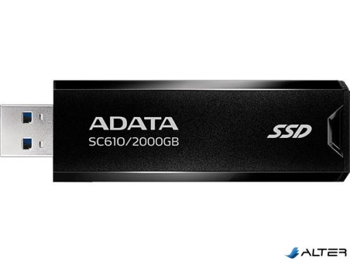 SSD (külső memória), 2TB, USB 3.2, 500/550MB/s, ADATA "SC610", fekete-piros