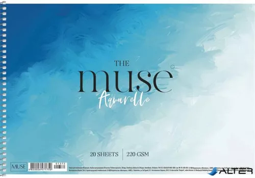 Vázlatfüzet, spirál, A4, akvarell, 220 g, 20 lap, SHKOLYARYK 'Aquarelle Muse'