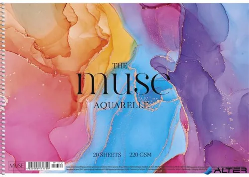 Vázlatfüzet, spirál, A4, akvarell, 220 g, 20 lap, SHKOLYARYK 'Aquarelle Muse'