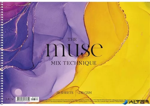 Vázlatfüzet, spirál, A4, 240 g, 20 lap, SHKOLYARYK 'Mix Technique Muse'