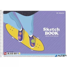   Vázlatfüzet, spirál, A4, 120 g, 20 lap, SHKOLYARYK 'Draw your dream', vegyes