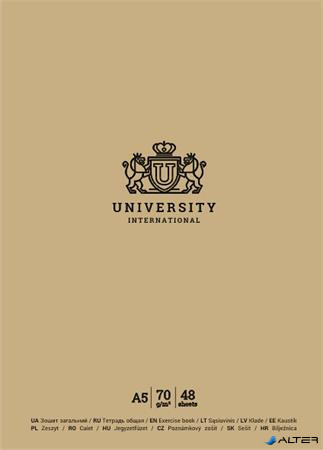 Füzet, tűzött, A5, vonalas, 48 lap, SHKOLYARYK 'University International', vegyes